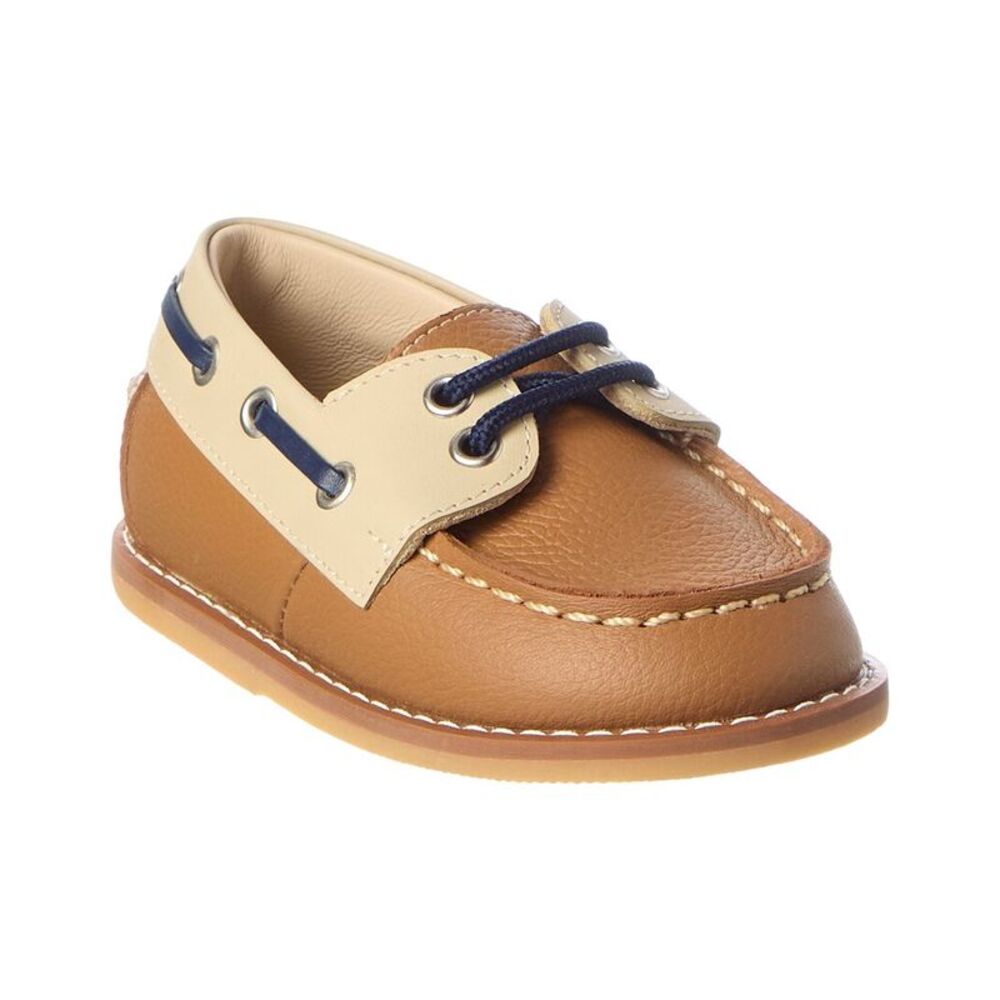 Elephantito Leather Boat Shoe, Brown